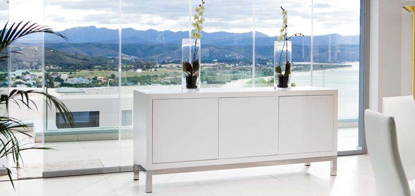 Side Board Lacquered with Stainless Steel